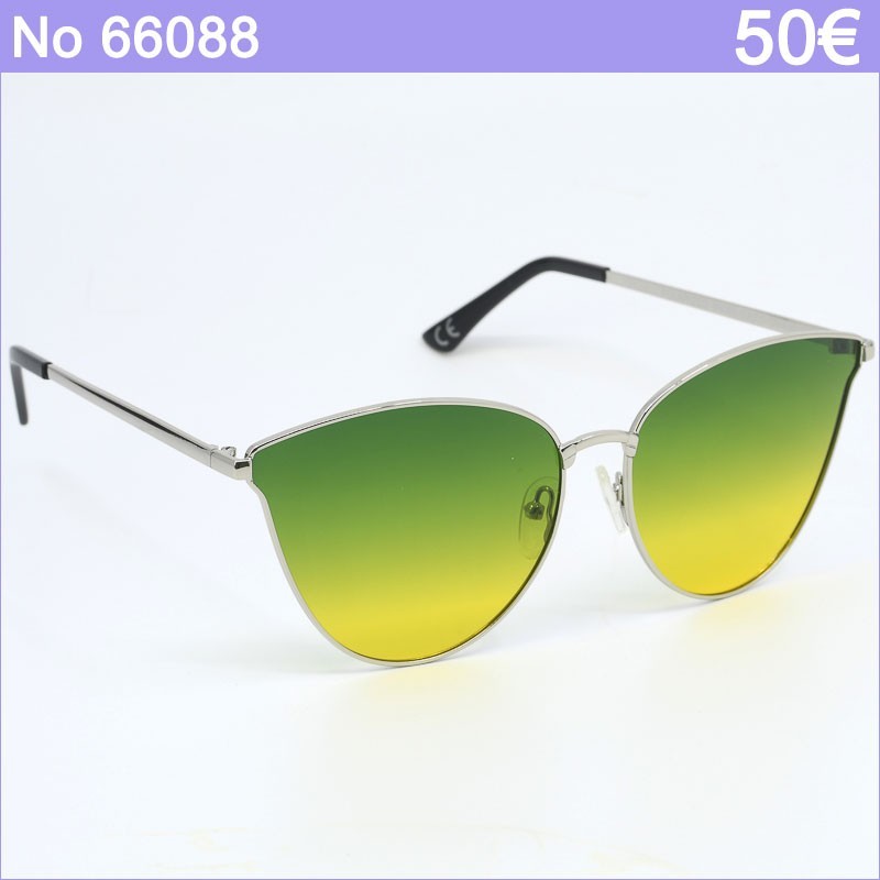 Γυναικεία Polarized Γυαλιά Ηλίου με Ασημί Μεταλλικό Σκελετό & Πράσινο-Κίτρινο Ντεγκραντέ Καθρέφτη