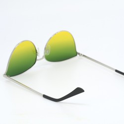 Γυναικεία Polarized Γυαλιά Ηλίου με Ασημί Μεταλλικό Σκελετό & Πράσινο-Κίτρινο Ντεγκραντέ Καθρέφτη