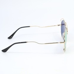 Γυναικεία Polarized Γυαλιά Ηλίου με Χρυσό Μεταλλικό Σκελετό & Ροζ-Πράσινους Καθρέφτη Φακούς