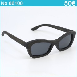 Ανδρικά & Γυναικεία Polarized Γυαλιά Ηλίου με Σκούρο Ξύλινο Σκελετό & Μαύρους Ορθογώνιους Φακούς