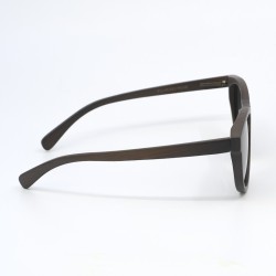 Ανδρικά & Γυναικεία Polarized Γυαλιά Ηλίου με Σκούρο Ξύλινο Σκελετό & Μαύρους Στρογγυλούς Φακούς