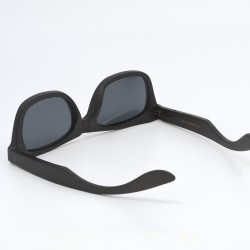 Ανδρικά & Γυναικεία Polarized Γυαλιά Ηλίου με Σκούρο Ξύλινο Σκελετό & Μαύρους Τετράγωνους Φακούς