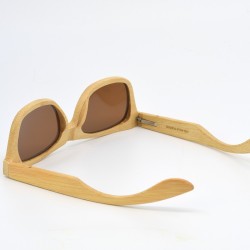 Ανδρικά & Γυναικεία Polarized Γυαλιά Ηλίου με Ξύλινο Σκελετό & Καφέ Τετράγωνους Φακούς