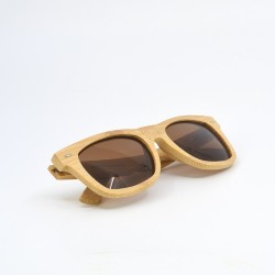 Ανδρικά & Γυναικεία Polarized Γυαλιά Ηλίου με Ξύλινο Σκελετό & Καφέ Τετράγωνους Φακούς