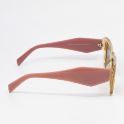 Γυαλιά Ηλίου Γυναικεία Polarized – Κεχριμπαρί Σκελετός με Ροζ Μπράτσα και Καφέ Φακούς UV400