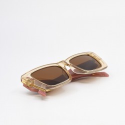 Γυαλιά Ηλίου Γυναικεία Polarized – Κεχριμπαρί Σκελετός με Ροζ Μπράτσα και Καφέ Φακούς UV400