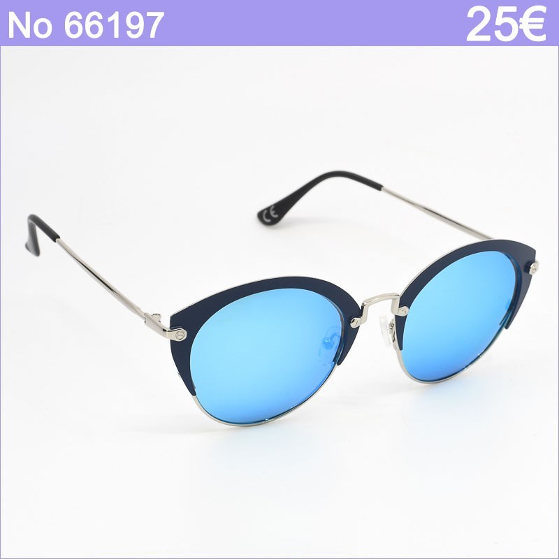 Γυναικεία Γυαλιά Ηλίου Polarized με Μπλε Καθρέφτες, Μαύρο Σκελετό και Μεταλλικά Μπράτσα & UV400 Προστασία