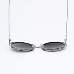 Γυναικεία Γυαλιά Ηλίου Polarized με Ασημένιο Μεταλλικό Σκελετό και Ασημένιους Καθρέφτες Φακούς