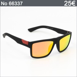 Ανδρικά Γυαλιά Ηλίου Polarized – Μαύρο Ματ με Κόκκινες Λεπτομέρειες & Καθρέφτες Πορτοκαλο‑Κίτρινης Αντανάκλασης